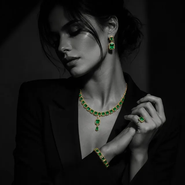 سرویس طلا زمرد سلطنتی زنانه